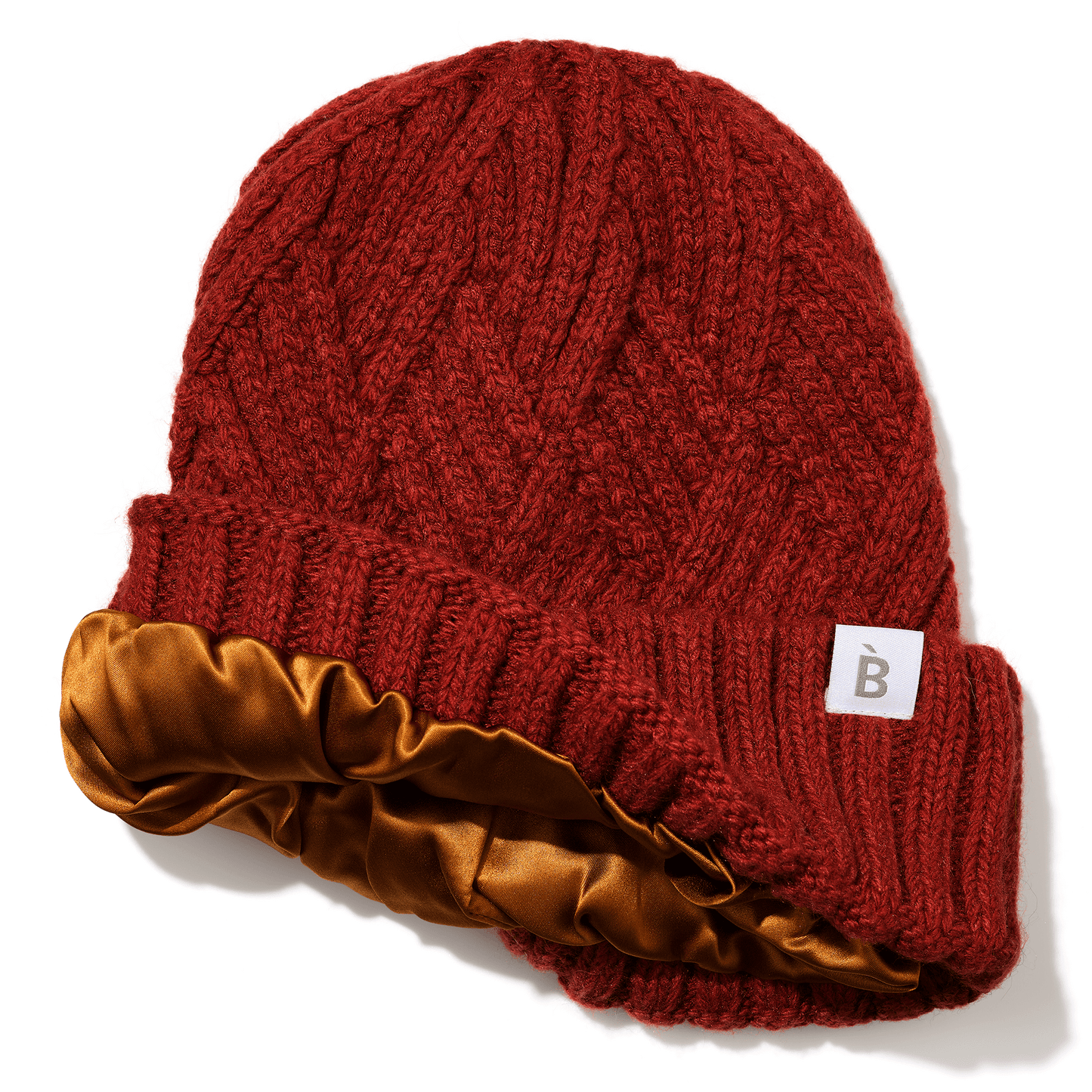 Burgundy Silk Lined Beanie - zijden voering